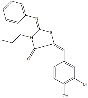 5-(3-bromo-4-hydroxybenzylidene)-2-(phenylimino)-3-propyl-1,3-thiazolidin-4-one Structure