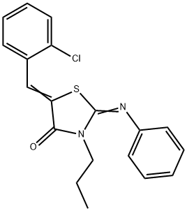 5-(2-chlorobenzylidene)-2-(phenylimino)-3-propyl-1,3-thiazolidin-4-one,496940-88-6,结构式