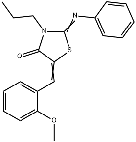 5-(2-methoxybenzylidene)-2-(phenylimino)-3-propyl-1,3-thiazolidin-4-one 化学構造式