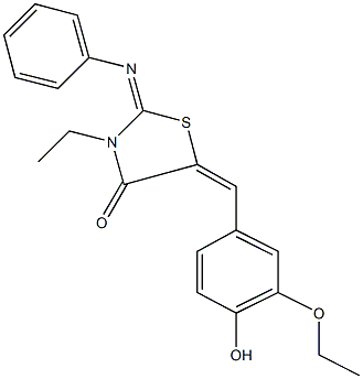 5-(3-ethoxy-4-hydroxybenzylidene)-3-ethyl-2-(phenylimino)-1,3-thiazolidin-4-one|