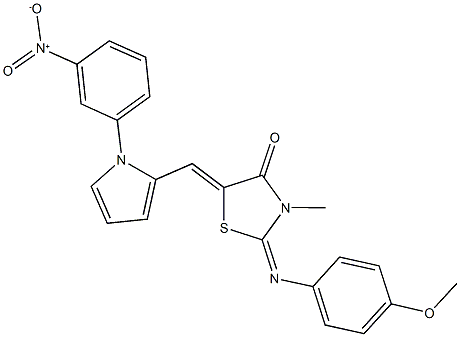 5-[(1-{3-nitrophenyl}-1H-pyrrol-2-yl)methylene]-2-[(4-methoxyphenyl)imino]-3-methyl-1,3-thiazolidin-4-one,496941-06-1,结构式