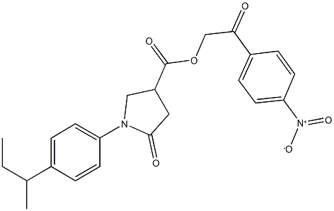 2-{4-nitrophenyl}-2-oxoethyl 1-(4-sec-butylphenyl)-5-oxo-3-pyrrolidinecarboxylate Structure