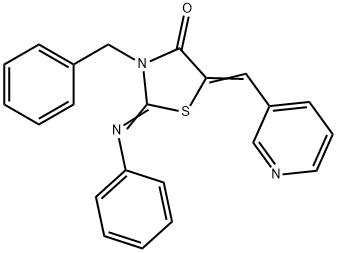 3-benzyl-2-(phenylimino)-5-(3-pyridinylmethylene)-1,3-thiazolidin-4-one Struktur