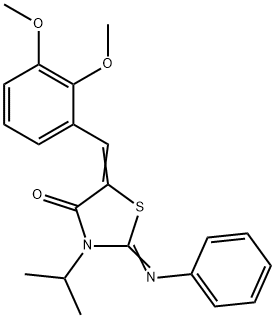 5-(2,3-dimethoxybenzylidene)-3-isopropyl-2-(phenylimino)-1,3-thiazolidin-4-one 化学構造式