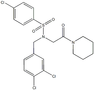 4-chloro-N-(3,4-dichlorobenzyl)-N-[2-oxo-2-(1-piperidinyl)ethyl]benzenesulfonamide 结构式
