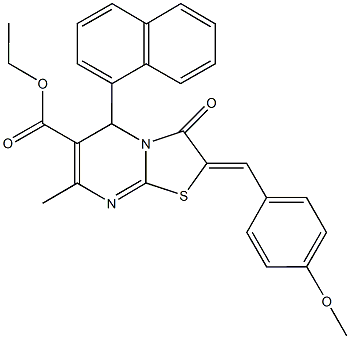 ethyl 2-(4-methoxybenzylidene)-7-methyl-5-(1-naphthyl)-3-oxo-2,3-dihydro-5H-[1,3]thiazolo[3,2-a]pyrimidine-6-carboxylate,496950-56-2,结构式
