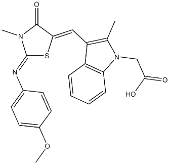 [3-({2-[(4-methoxyphenyl)imino]-3-methyl-4-oxo-1,3-thiazolidin-5-ylidene}methyl)-2-methyl-1H-indol-1-yl]acetic acid 结构式