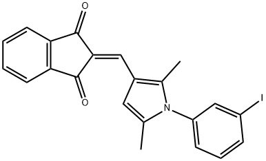 2-{[1-(3-iodophenyl)-2,5-dimethyl-1H-pyrrol-3-yl]methylene}-1H-indene-1,3(2H)-dione,496951-17-8,结构式
