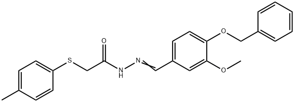 N'-[4-(benzyloxy)-3-methoxybenzylidene]-2-[(4-methylphenyl)sulfanyl]acetohydrazide 化学構造式