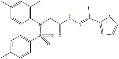 N-(2,4-dimethylphenyl)-4-methyl-N-(2-oxo-2-{2-[1-(2-thienyl)ethylidene]hydrazino}ethyl)benzenesulfonamide 化学構造式