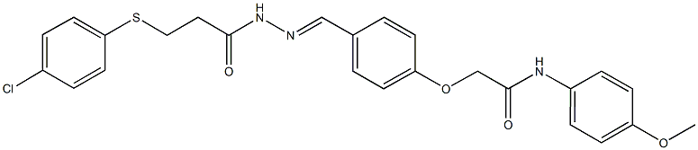 2-[4-(2-{3-[(4-chlorophenyl)sulfanyl]propanoyl}carbohydrazonoyl)phenoxy]-N-(4-methoxyphenyl)acetamide 结构式