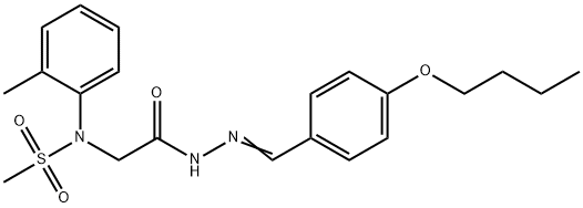 N-{2-[2-(4-butoxybenzylidene)hydrazino]-2-oxoethyl}-N-(2-methylphenyl)methanesulfonamide 化学構造式