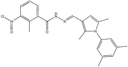 N'-{[1-(3,5-dimethylphenyl)-2,5-dimethyl-1H-pyrrol-3-yl]methylene}-3-nitro-2-methylbenzohydrazide 化学構造式