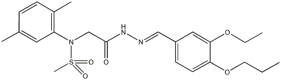 N-(2,5-dimethylphenyl)-N-{2-[2-(3-ethoxy-4-propoxybenzylidene)hydrazino]-2-oxoethyl}methanesulfonamide 化学構造式