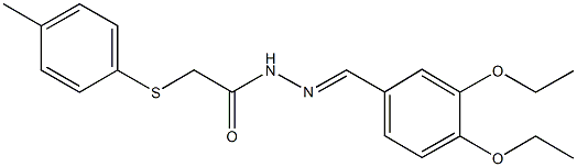 N'-(3,4-diethoxybenzylidene)-2-[(4-methylphenyl)sulfanyl]acetohydrazide 化学構造式