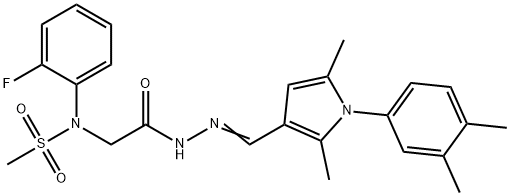 N-[2-(2-{[1-(3,4-dimethylphenyl)-2,5-dimethyl-1H-pyrrol-3-yl]methylene}hydrazino)-2-oxoethyl]-N-(2-fluorophenyl)methanesulfonamide Structure