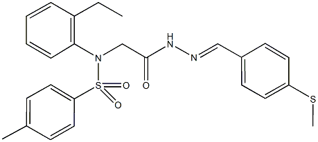 N-(2-ethylphenyl)-4-methyl-N-(2-{2-[4-(methylsulfanyl)benzylidene]hydrazino}-2-oxoethyl)benzenesulfonamide 化学構造式
