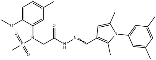 N-[2-(2-{[1-(3,5-dimethylphenyl)-2,5-dimethyl-1H-pyrrol-3-yl]methylene}hydrazino)-2-oxoethyl]-N-(2-methoxy-5-methylphenyl)methanesulfonamide,496952-30-8,结构式