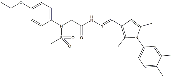 N-[2-(2-{[1-(3,4-dimethylphenyl)-2,5-dimethyl-1H-pyrrol-3-yl]methylene}hydrazino)-2-oxoethyl]-N-(4-ethoxyphenyl)methanesulfonamide Struktur