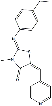 2-[(4-ethylphenyl)imino]-3-methyl-5-(4-pyridinylmethylene)-1,3-thiazolidin-4-one Structure