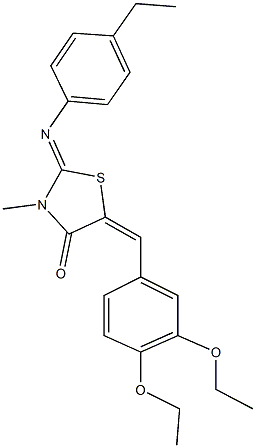 5-(3,4-diethoxybenzylidene)-2-[(4-ethylphenyl)imino]-3-methyl-1,3-thiazolidin-4-one,496953-10-7,结构式