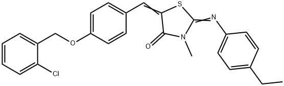 5-{4-[(2-chlorobenzyl)oxy]benzylidene}-2-[(4-ethylphenyl)imino]-3-methyl-1,3-thiazolidin-4-one 结构式