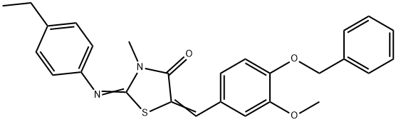 5-[4-(benzyloxy)-3-methoxybenzylidene]-2-[(4-ethylphenyl)imino]-3-methyl-1,3-thiazolidin-4-one Structure