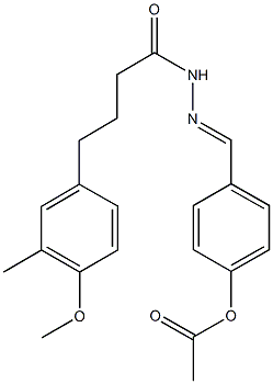 4-{2-[4-(4-methoxy-3-methylphenyl)butanoyl]carbohydrazonoyl}phenyl acetate 化学構造式