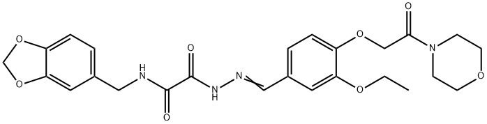 N-(1,3-benzodioxol-5-ylmethyl)-2-(2-{3-ethoxy-4-[2-(4-morpholinyl)-2-oxoethoxy]benzylidene}hydrazino)-2-oxoacetamide Struktur