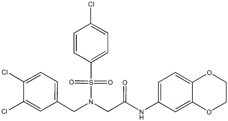 2-[[(4-chlorophenyl)sulfonyl](3,4-dichlorobenzyl)amino]-N-(2,3-dihydro-1,4-benzodioxin-6-yl)acetamide Struktur