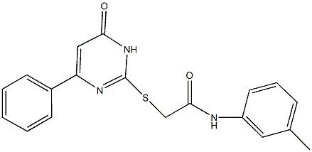 N-(3-methylphenyl)-2-[(6-oxo-4-phenyl-1,6-dihydro-2-pyrimidinyl)sulfanyl]acetamide 化学構造式