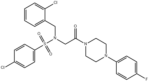 4-chloro-N-(2-chlorobenzyl)-N-{2-[4-(4-fluorophenyl)-1-piperazinyl]-2-oxoethyl}benzenesulfonamide,496960-91-9,结构式