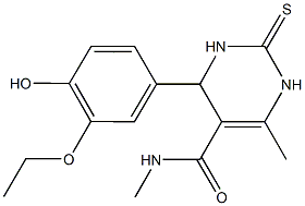 4-(3-ethoxy-4-hydroxyphenyl)-N,6-dimethyl-2-thioxo-1,2,3,4-tetrahydro-5-pyrimidinecarboxamide Struktur