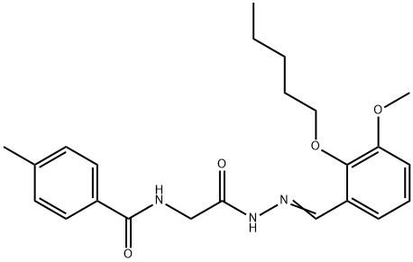 N-(2-{2-[3-methoxy-2-(pentyloxy)benzylidene]hydrazino}-2-oxoethyl)-4-methylbenzamide Struktur