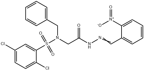 N-benzyl-2,5-dichloro-N-[2-(2-{2-nitrobenzylidene}hydrazino)-2-oxoethyl]benzenesulfonamide Struktur
