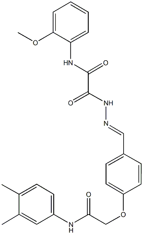 2-(2-{4-[2-(3,4-dimethylanilino)-2-oxoethoxy]benzylidene}hydrazino)-N-(2-methoxyphenyl)-2-oxoacetamide 化学構造式