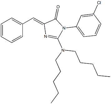 5-benzylidene-3-(3-chlorophenyl)-2-(dipentylamino)-3,5-dihydro-4H-imidazol-4-one Structure