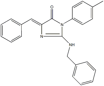 2-(benzylamino)-5-benzylidene-3-(4-methylphenyl)-3,5-dihydro-4H-imidazol-4-one Struktur