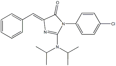 5-benzylidene-3-(4-chlorophenyl)-2-(diisopropylamino)-3,5-dihydro-4H-imidazol-4-one Struktur