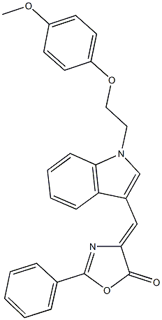 4-({1-[2-(4-methoxyphenoxy)ethyl]-1H-indol-3-yl}methylene)-2-phenyl-1,3-oxazol-5(4H)-one|