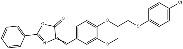 4-(4-{2-[(4-chlorophenyl)sulfanyl]ethoxy}-3-methoxybenzylidene)-2-phenyl-1,3-oxazol-5(4H)-one|