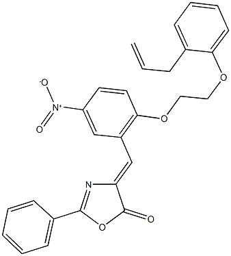 4-{2-[2-(2-allylphenoxy)ethoxy]-5-nitrobenzylidene}-2-phenyl-1,3-oxazol-5(4H)-one Struktur