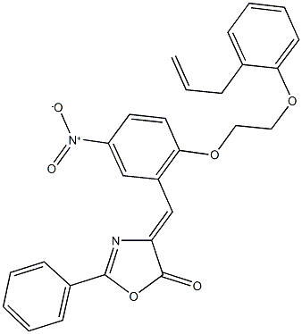 4-{2-[2-(2-allylphenoxy)ethoxy]-5-nitrobenzylidene}-2-phenyl-1,3-oxazol-5(4H)-one 化学構造式