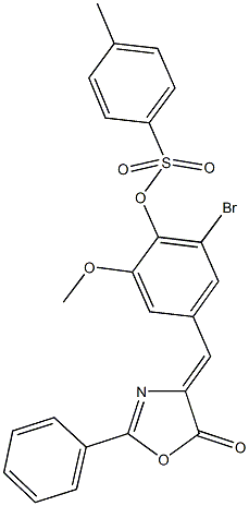 2-bromo-6-methoxy-4-[(5-oxo-2-phenyl-1,3-oxazol-4(5H)-ylidene)methyl]phenyl 4-methylbenzenesulfonate 结构式