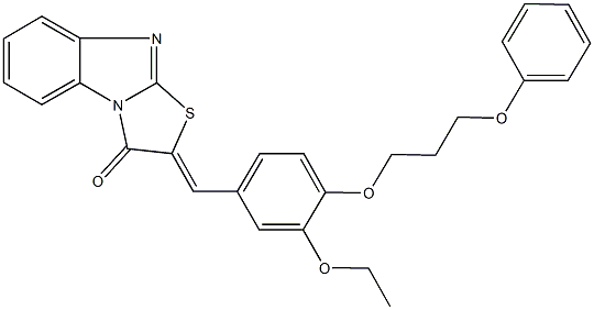 2-[3-ethoxy-4-(3-phenoxypropoxy)benzylidene][1,3]thiazolo[3,2-a]benzimidazol-3(2H)-one 结构式