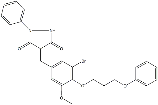 4-[3-bromo-5-methoxy-4-(3-phenoxypropoxy)benzylidene]-1-phenyl-3,5-pyrazolidinedione,496966-44-0,结构式