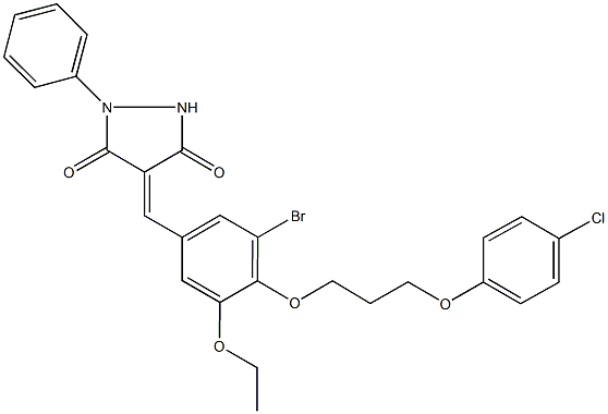 4-{3-bromo-4-[3-(4-chlorophenoxy)propoxy]-5-ethoxybenzylidene}-1-phenyl-3,5-pyrazolidinedione Structure