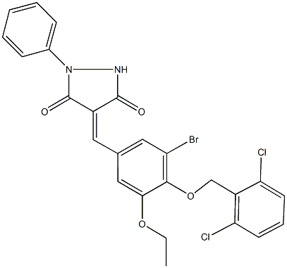 4-{3-bromo-4-[(2,6-dichlorobenzyl)oxy]-5-ethoxybenzylidene}-1-phenyl-3,5-pyrazolidinedione Structure