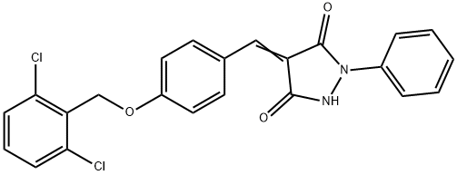 4-{4-[(2,6-dichlorobenzyl)oxy]benzylidene}-1-phenyl-3,5-pyrazolidinedione Struktur