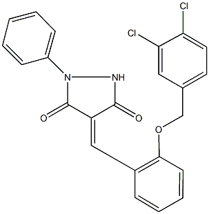 4-{2-[(3,4-dichlorobenzyl)oxy]benzylidene}-1-phenyl-3,5-pyrazolidinedione Struktur